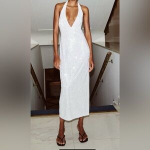NWT - Zara MIRRORS HALTER DRESS - XS